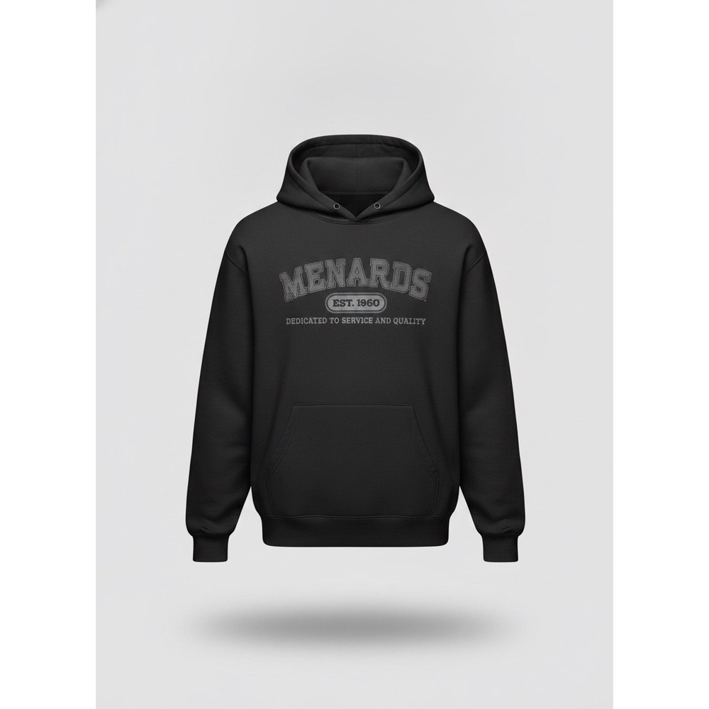 Old Mill Menards Graphic Hoodie Mens XL Black Long Sleeve Pullover Sweatshirt